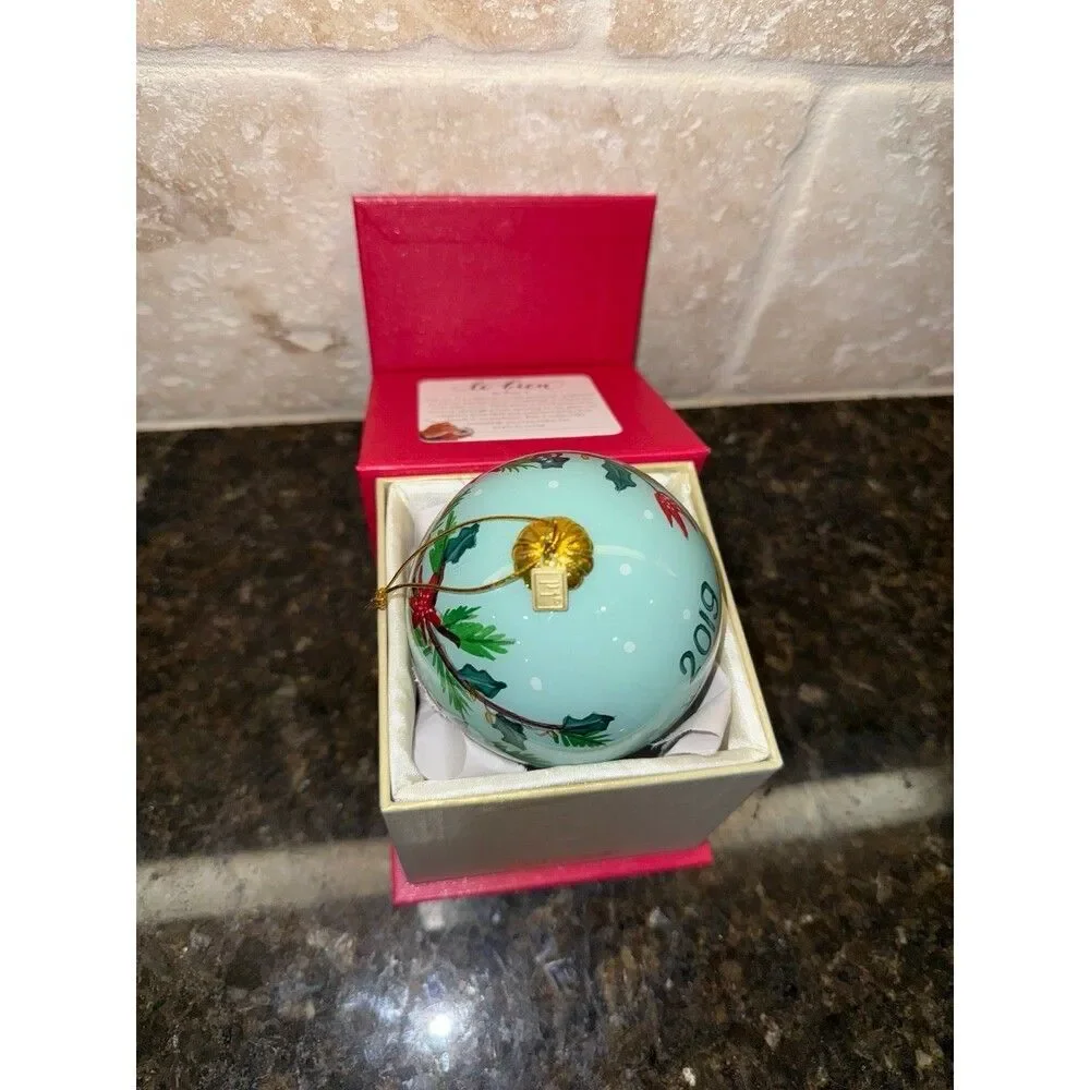 2019 Pier 1 Li Bien Hand Painted Glass Christmas Ornament Sloth NIB